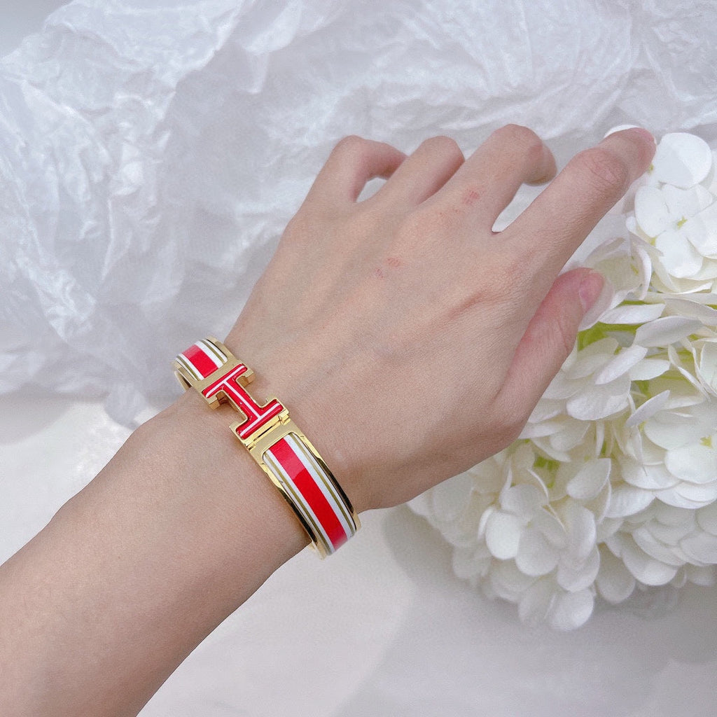 Hermes Clic H Red & White Bracelet