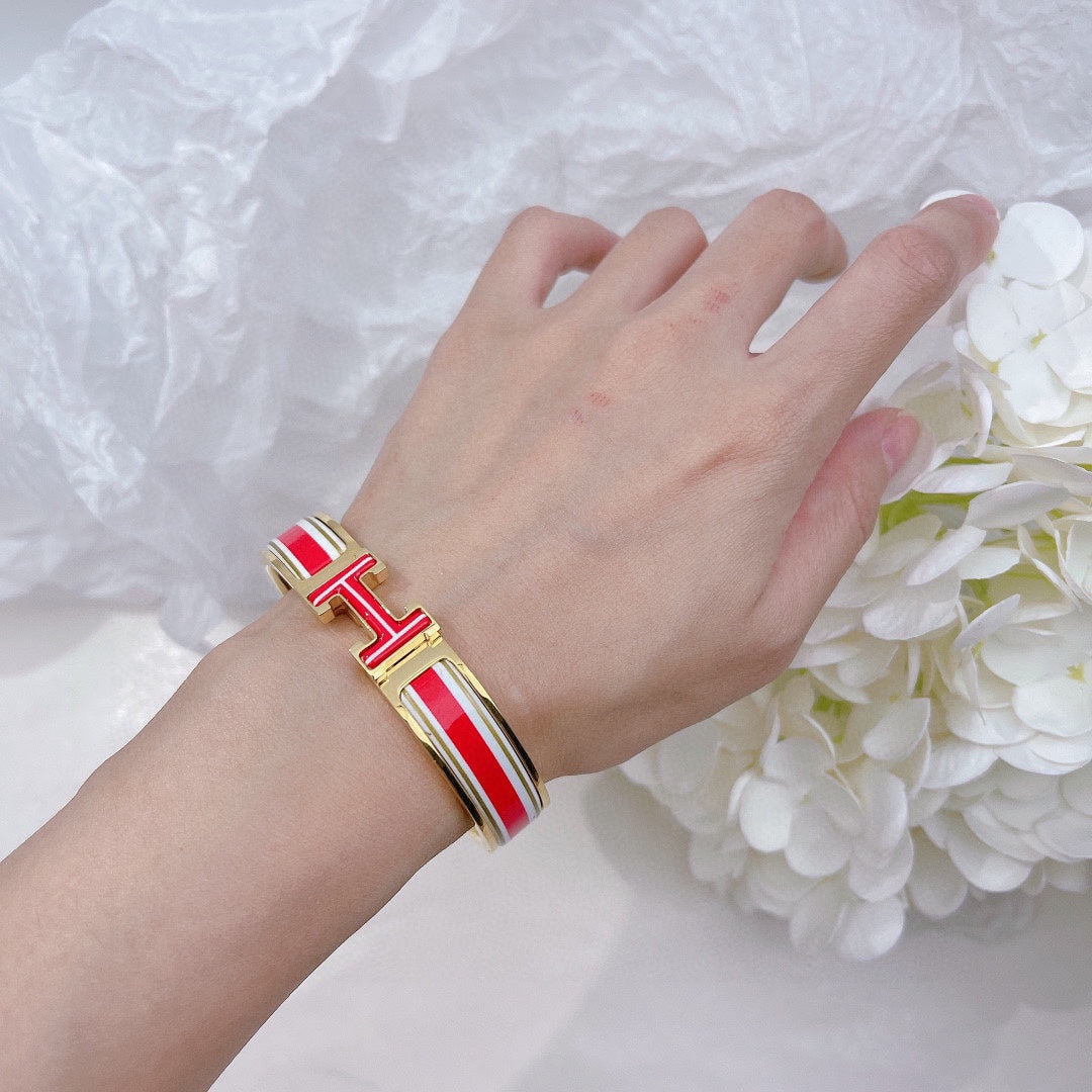 Hermes Clic H Red & White Bracelet