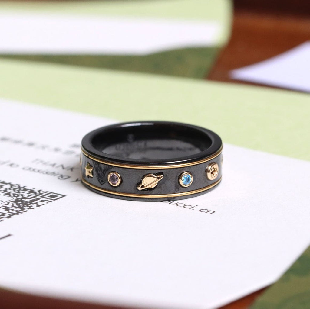 Gucci Double G Icon With Gemstones Corundum Ring - 18K Yellow Gold
