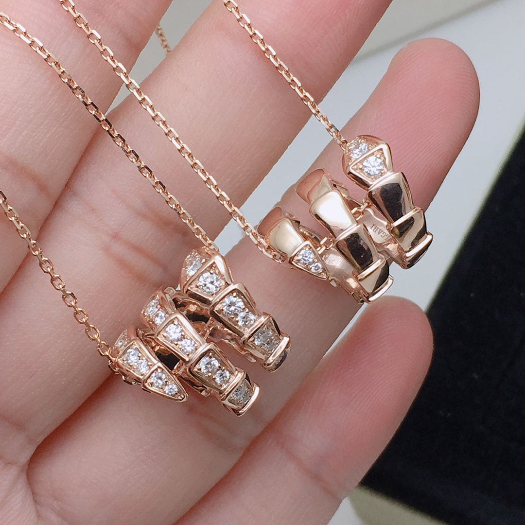 Bvlgari Serpenti Viper Pave Moissanite Necklace - 18K Gold