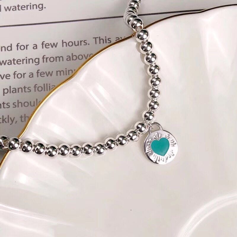 Return to Tiffany Love Blue Heart Tag Bead Bracelet - 18K White Gold