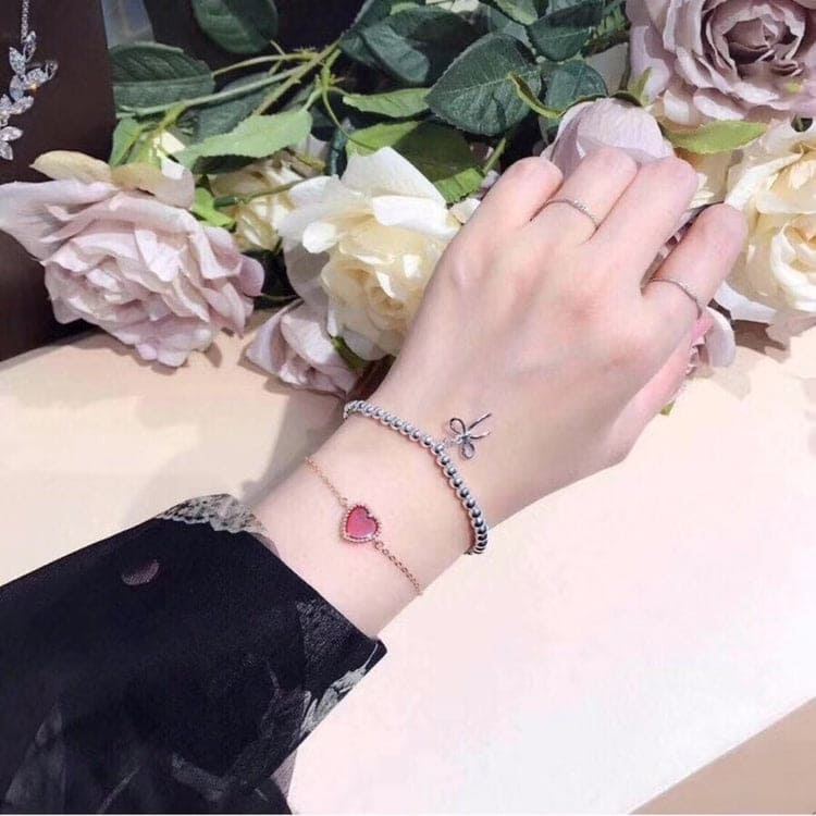 Tiffany Bow Charm Bead Bracelet - 18K White Gold