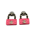 Chanel Classic Pink Bag Earrings - 18K Yellow Gold