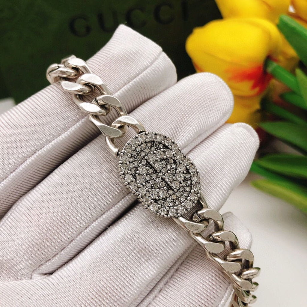 Gucci Double G Script Diamond Necklace