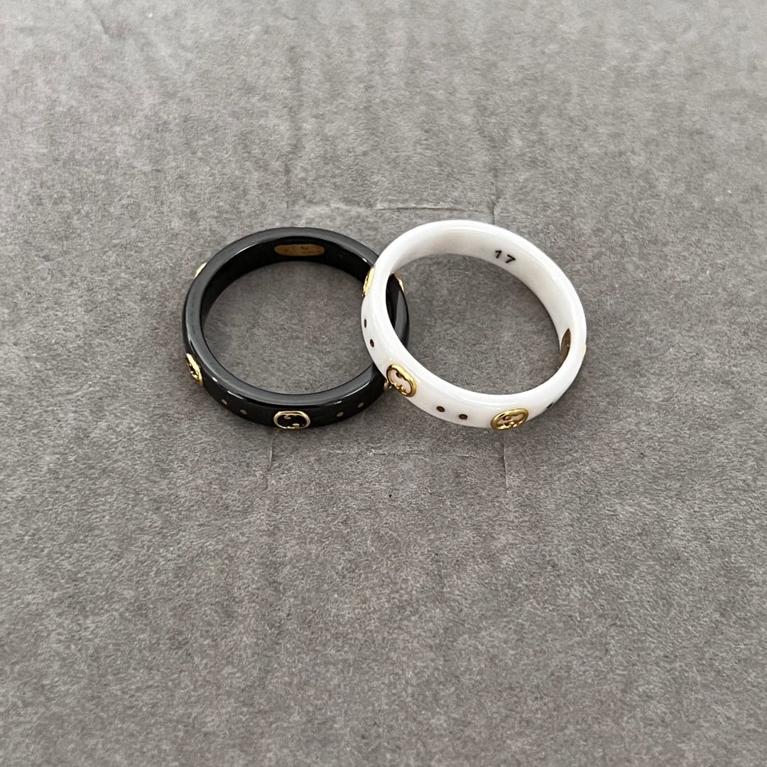 Gucci Double G Icon Black Corundum Ring - 18K Yellow Gold