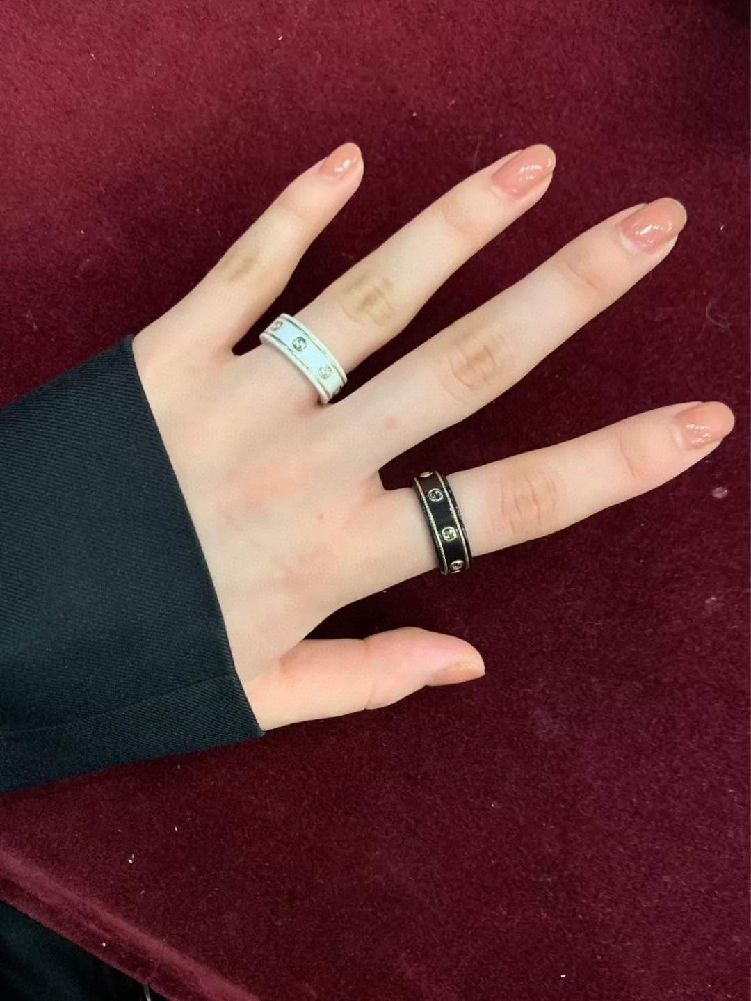 Gucci Double G Interlocking G Icon Black Corundum Ring - 18K Yellow Gold