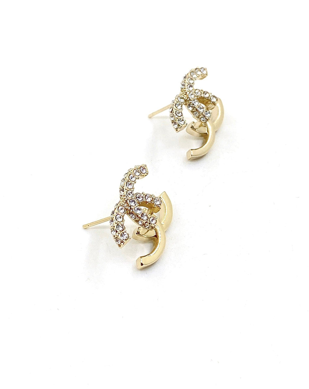 Chanel Half Diamond Earrings - 18K Yellow Gold