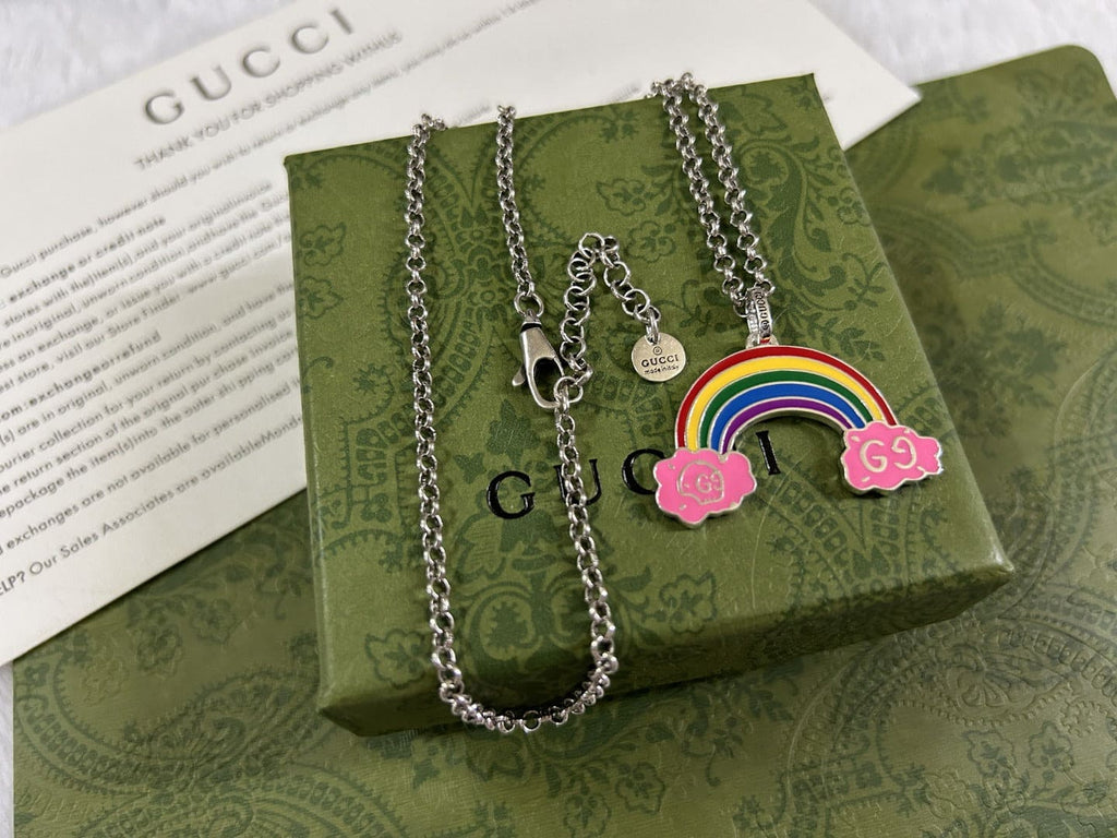 Gucci Double G Rainbow Pendant Necklace