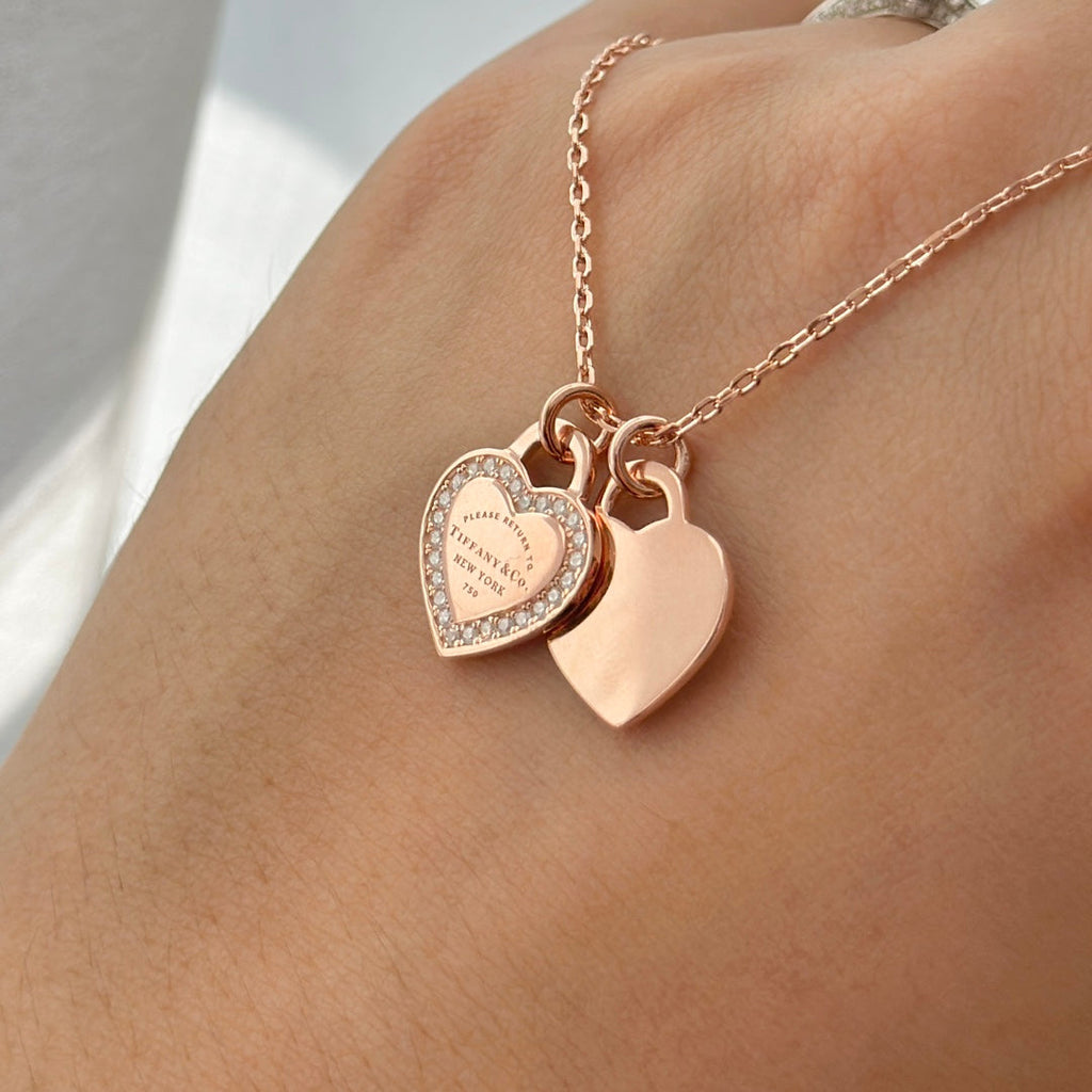Tiffany Red Double Heart Diamond Necklace