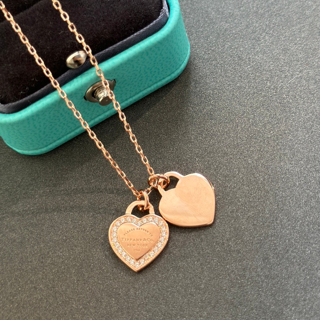 Tiffany Red Double Heart Diamond Necklace