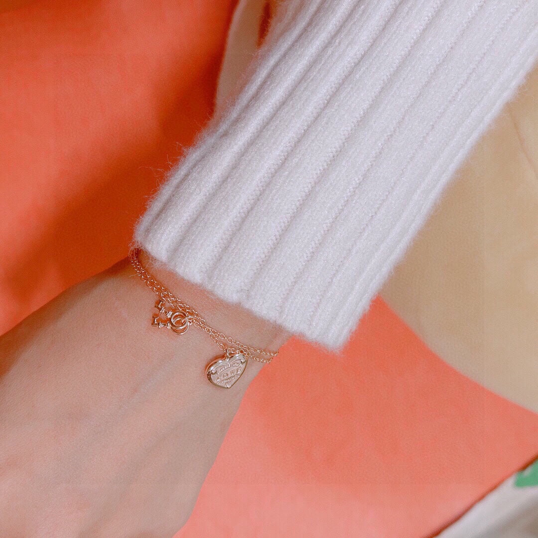 Tiffany Heart Tag Key Bracelet - 18K Gold