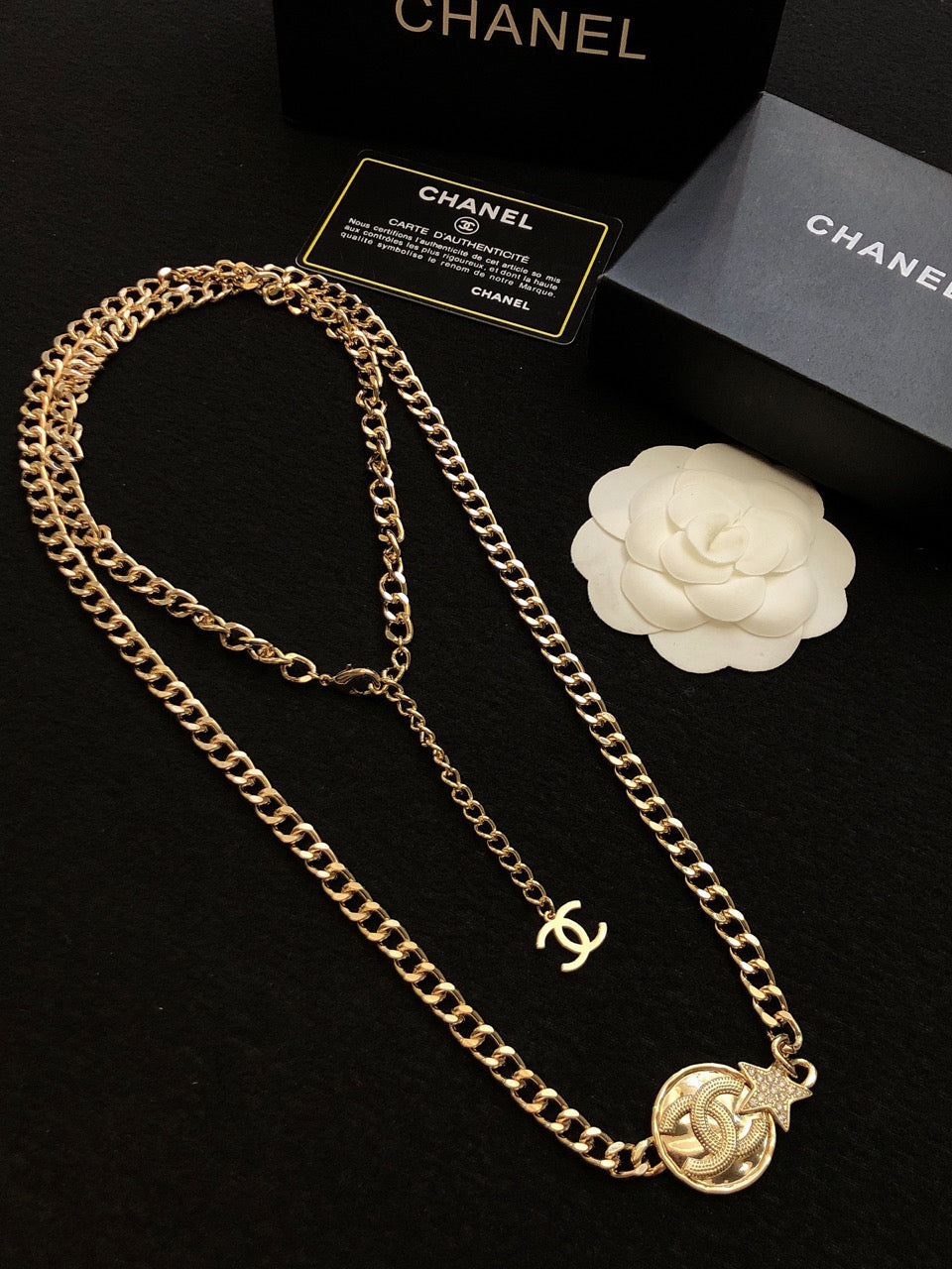 Chanel Rhinestone Star Chain Necklace