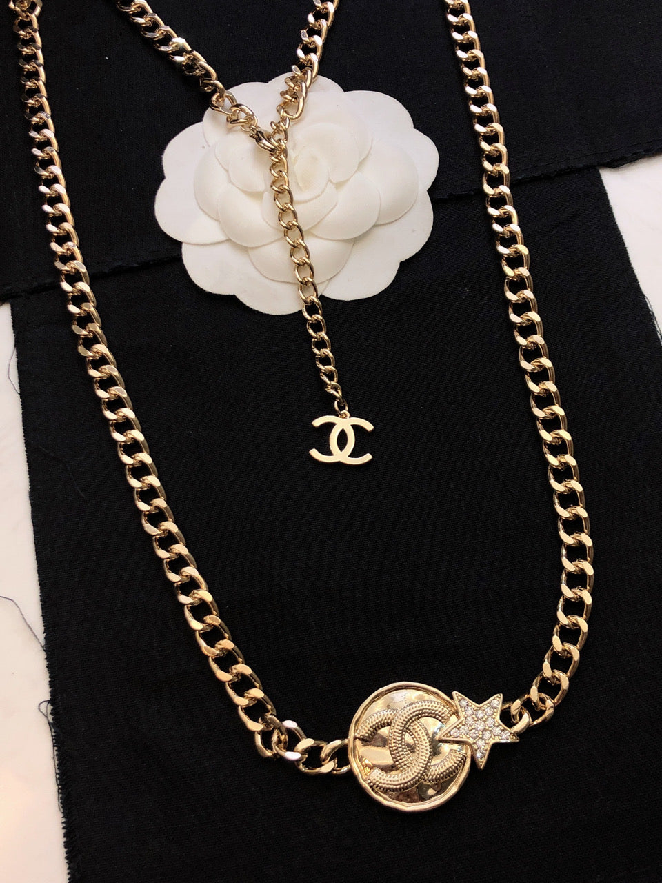 Chanel Rhinestone Star Chain Necklace