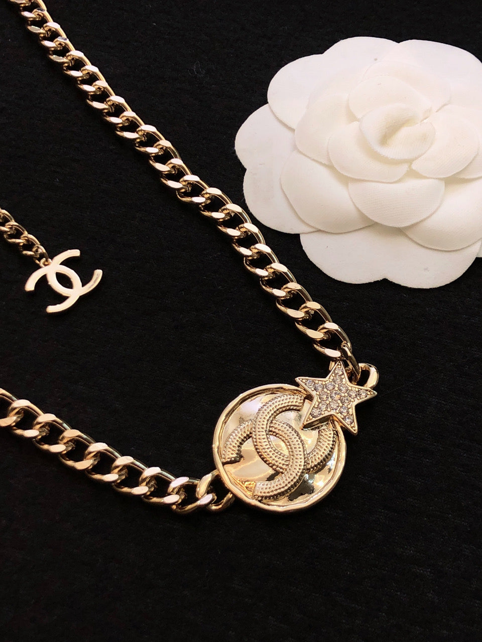 Chanel Rhinestone Star Chain Necklace