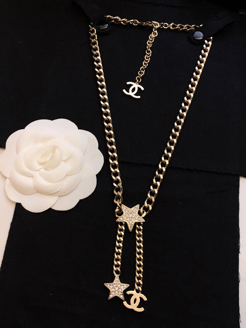 Chanel Rhinestone Star Chain Necklace