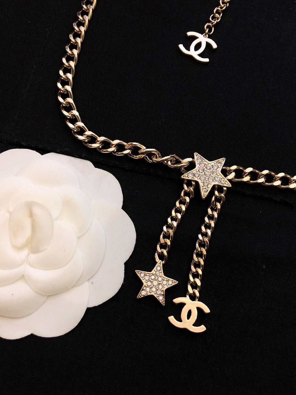 Chanel Rhinestone Star Chain Necklace