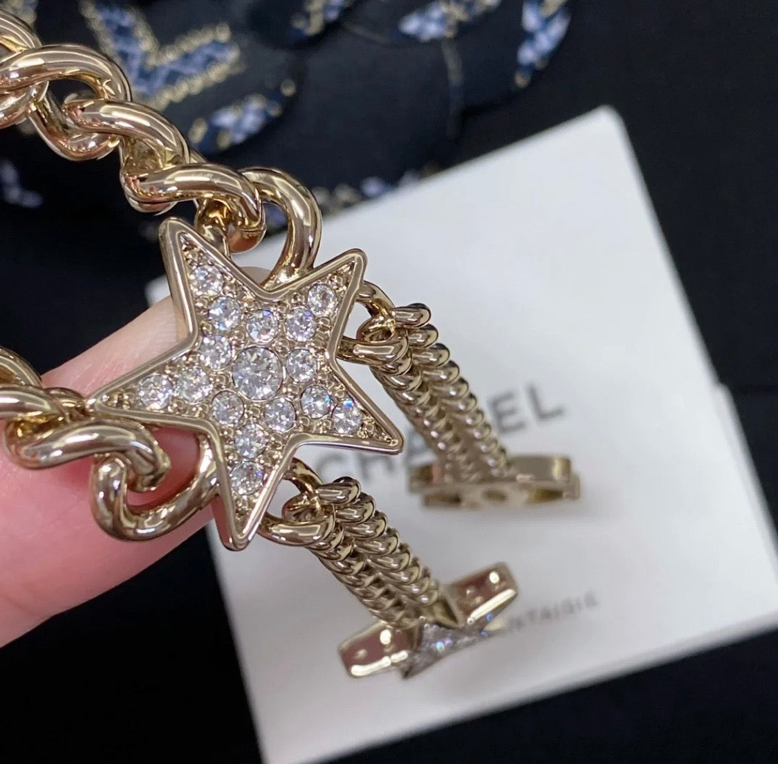 Chanel Rhinestone Star Chain Necklace