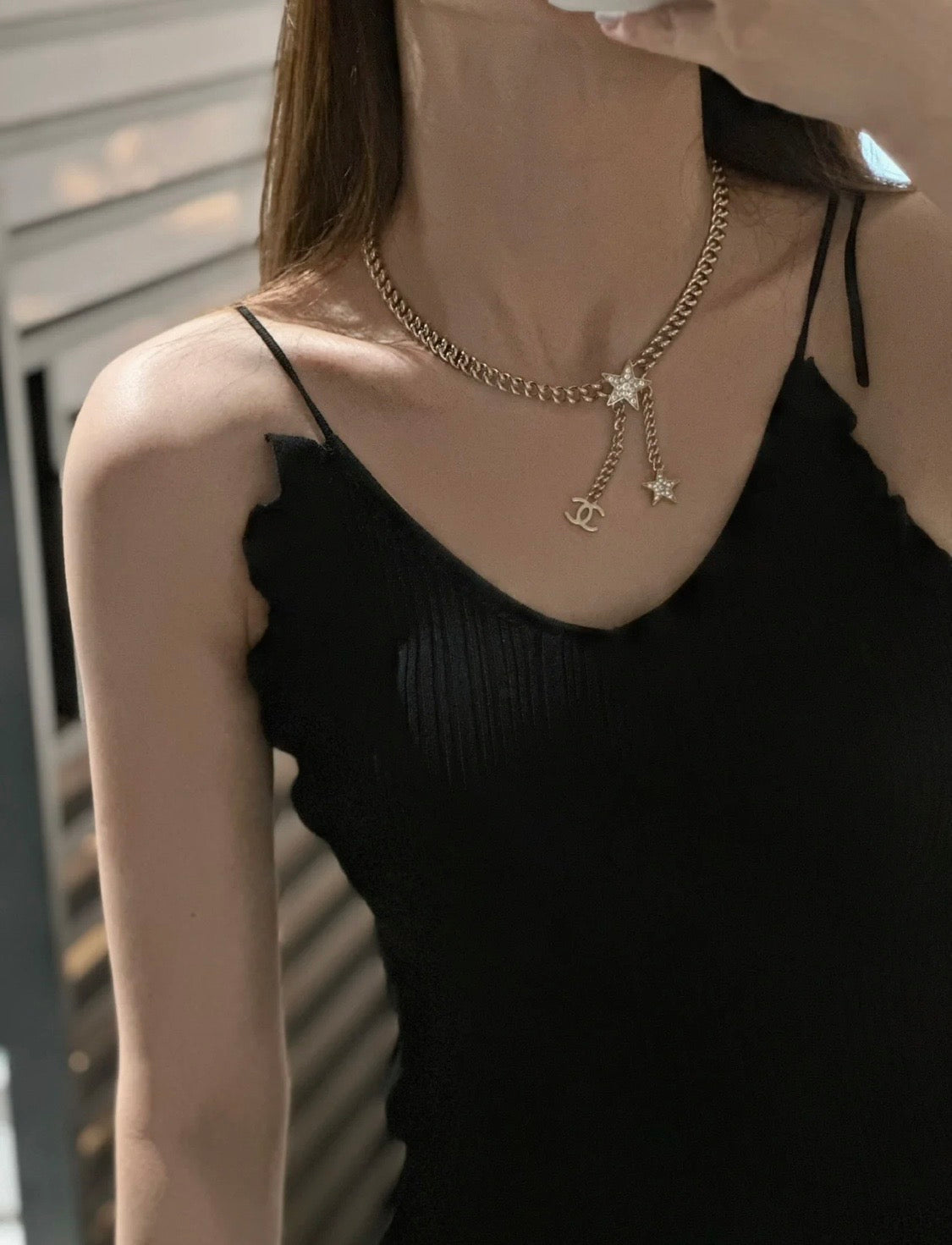 Chanel Rhinestone Star Chain Necklace
