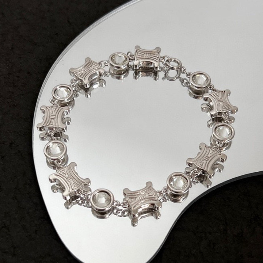 Celine Triomphe Crystal Bracelet - 18K Gold