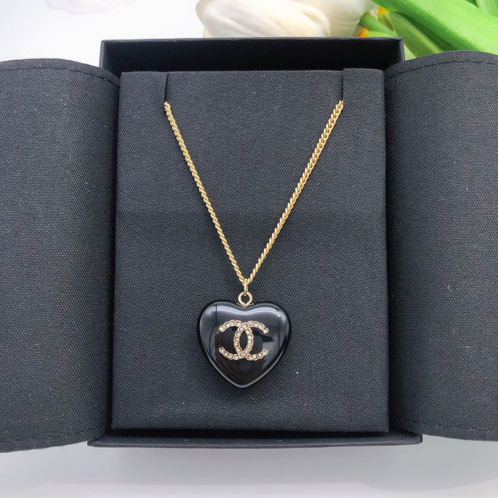 Chanel Black Heart Necklace