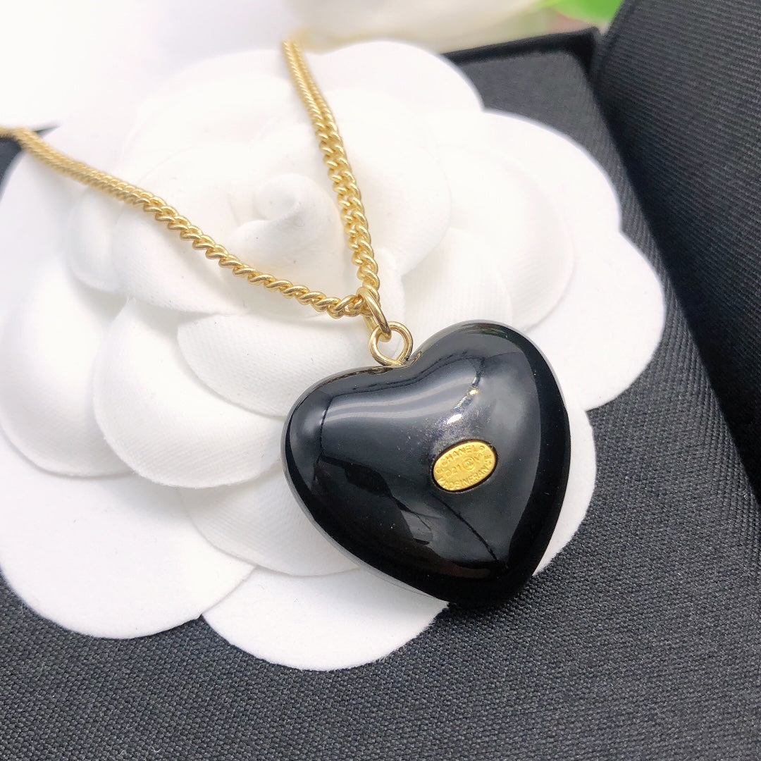 Chanel Black Heart Necklace