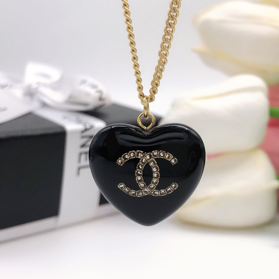 Chanel Black Heart Necklace