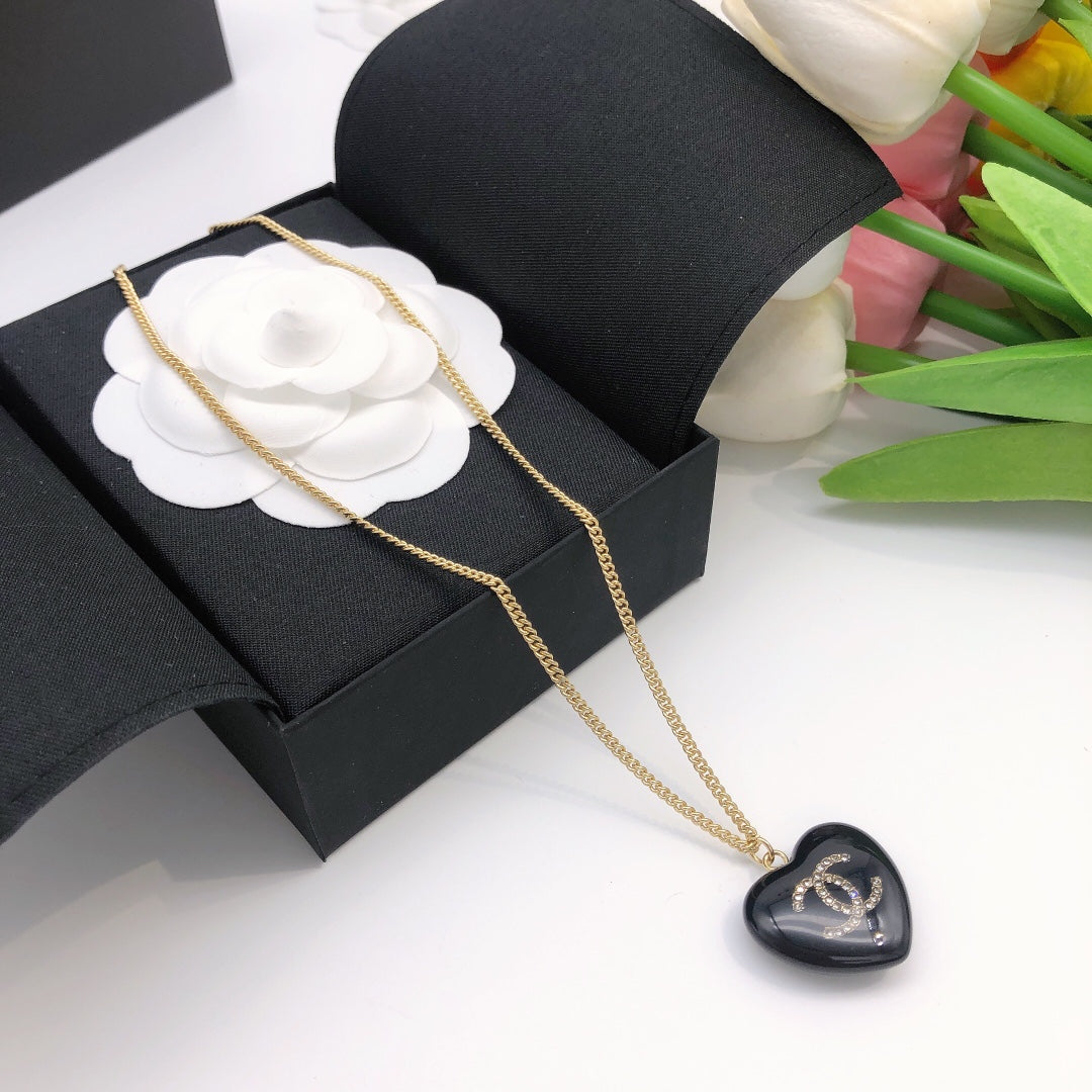 Chanel Black Heart Necklace