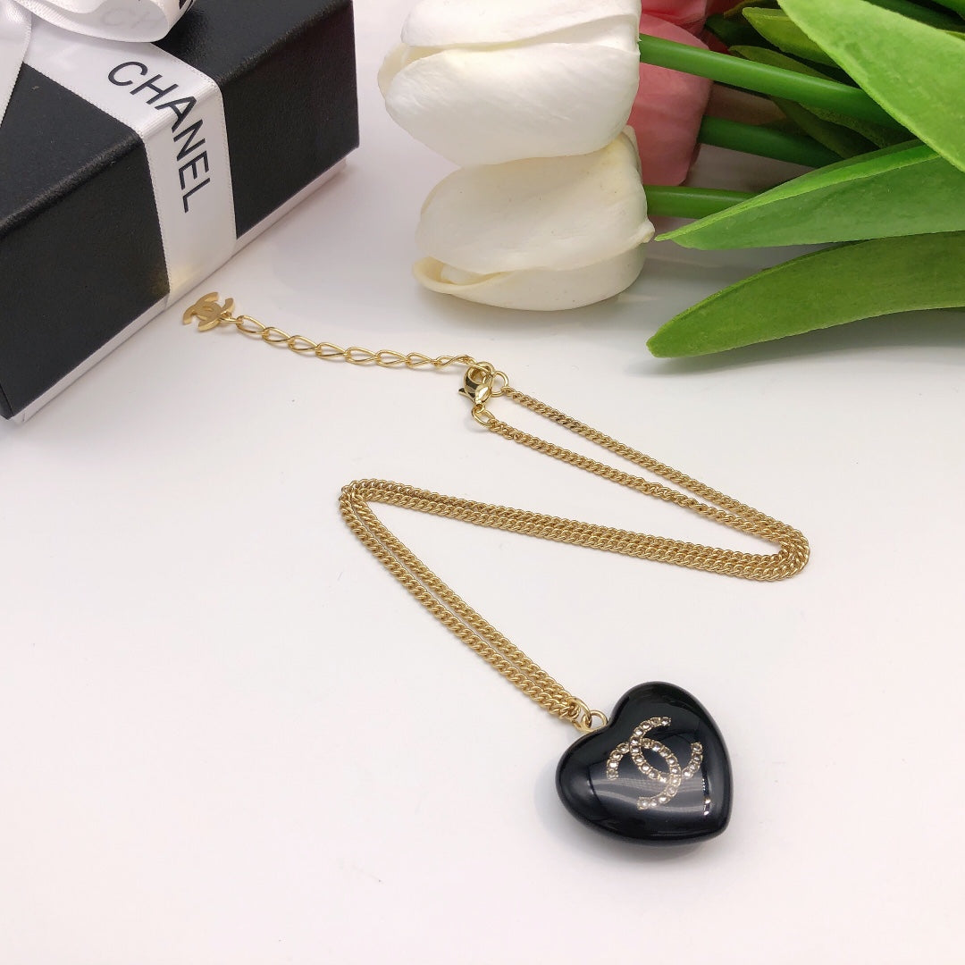 Chanel Black Heart Necklace