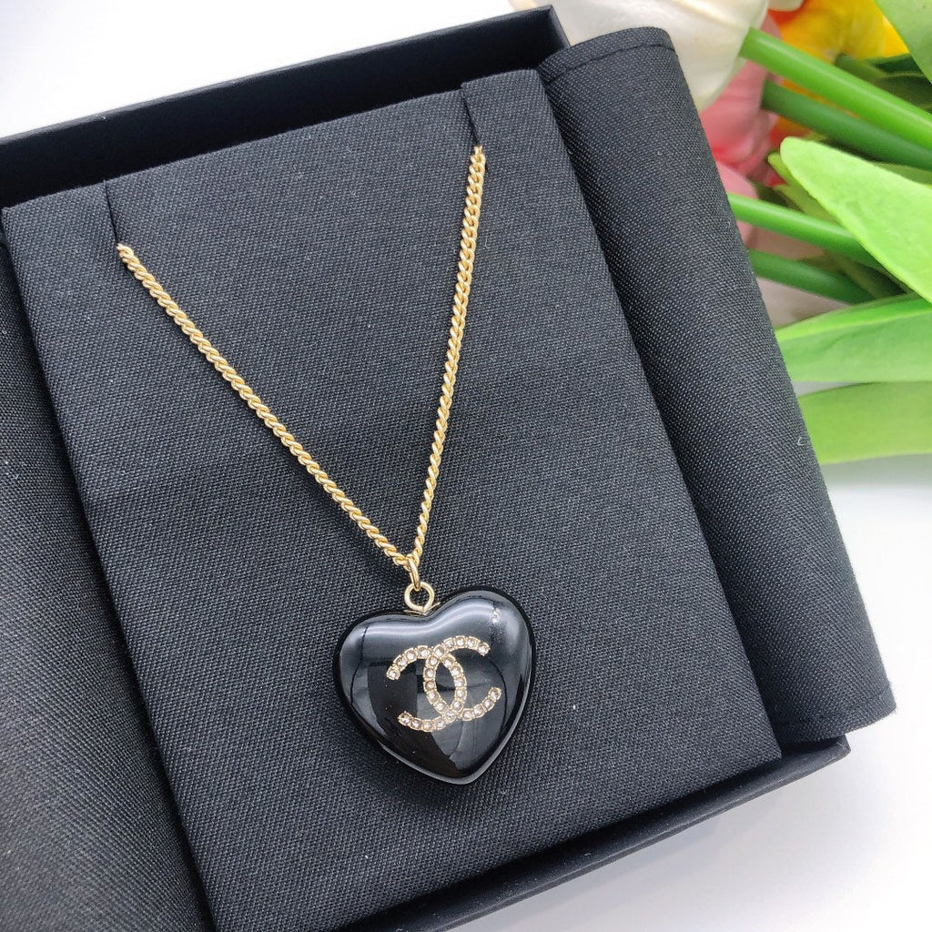 Chanel Black Heart Necklace