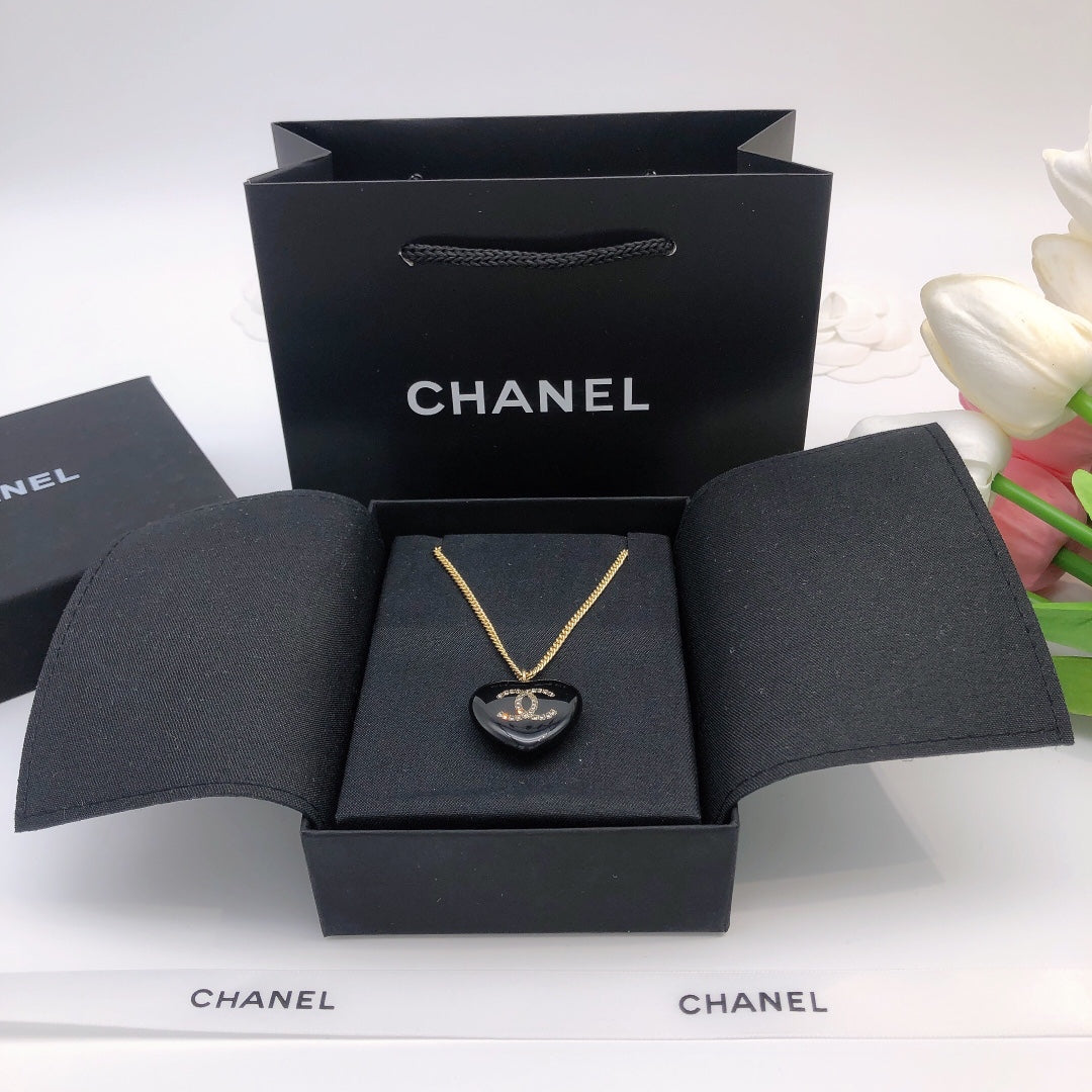 Chanel Black Heart Necklace