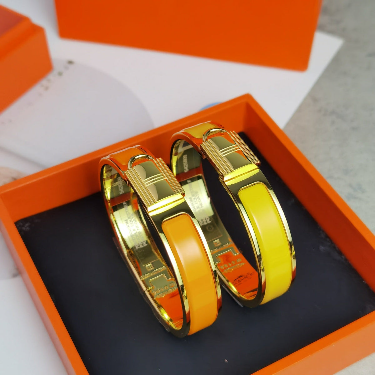 Hermes Clic Cadenas Yellow Bracelet