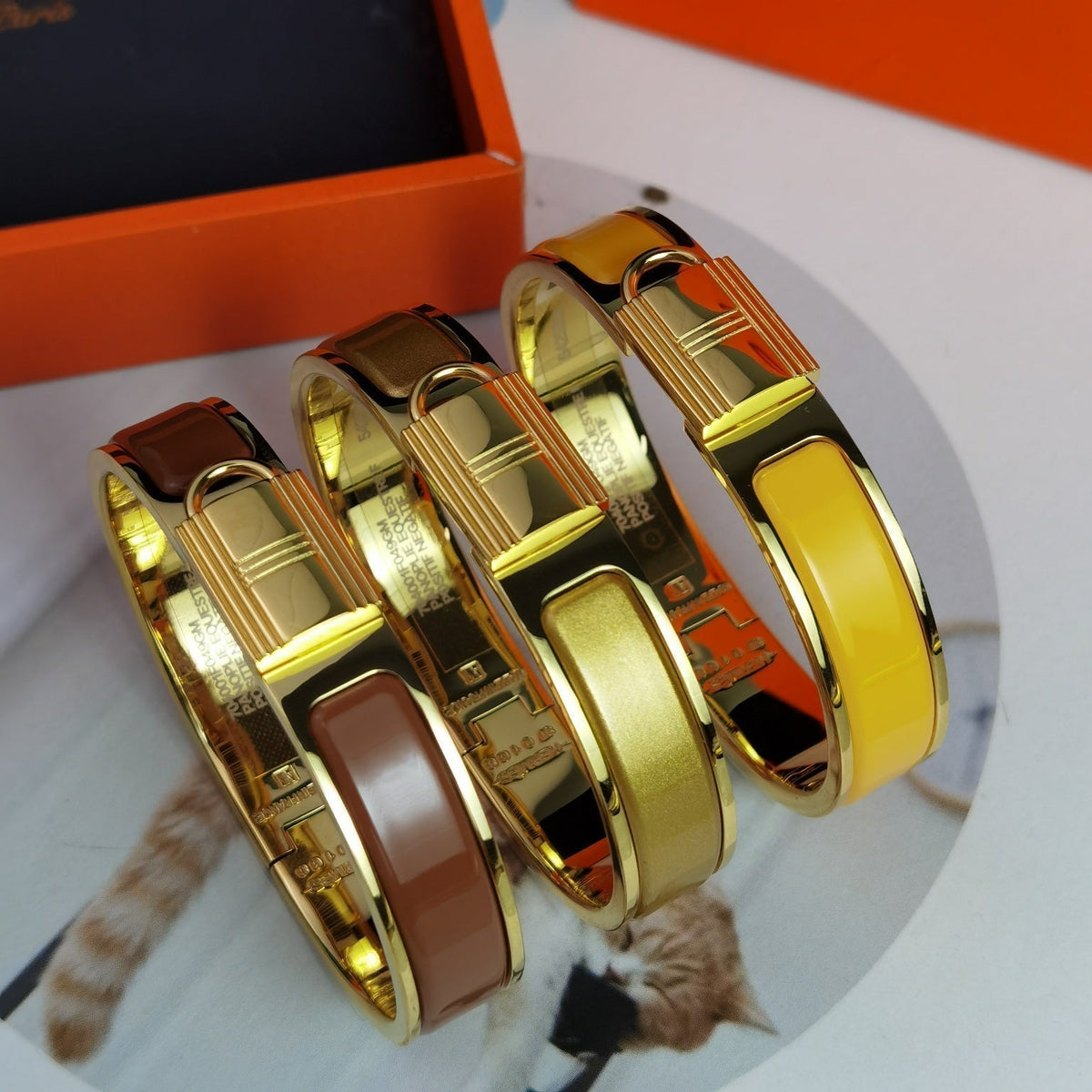 Hermes Clic Cadenas Yellow Bracelet