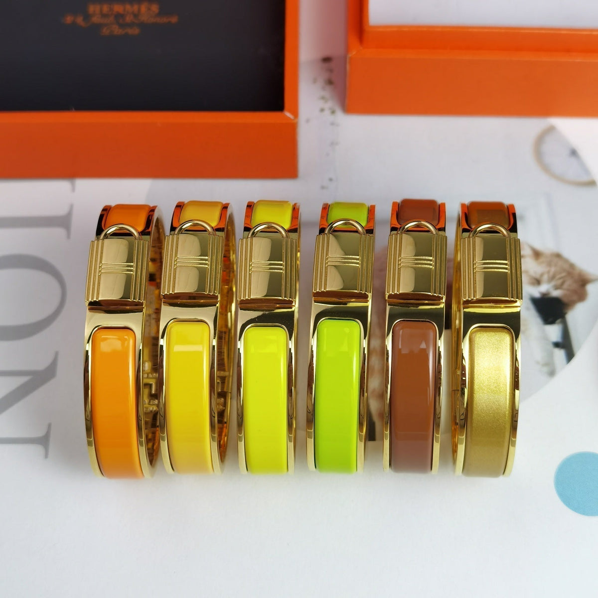 Hermes Clic Cadenas Orange Bracelet