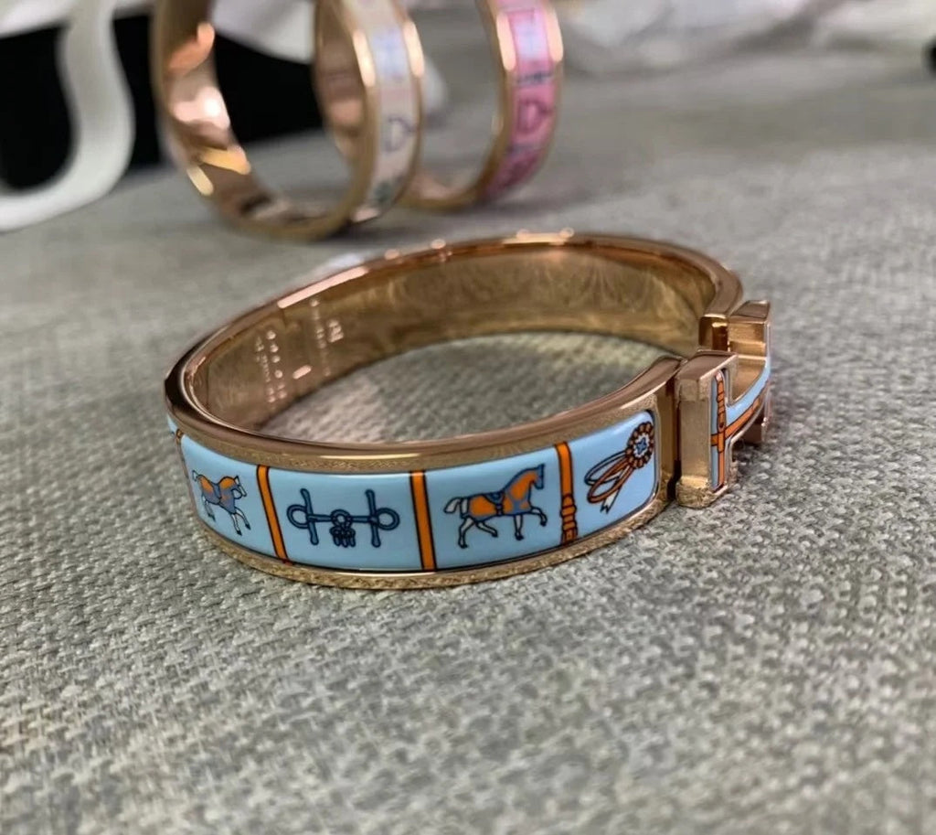Hermes Clic H Couvertures Blue Bracelet