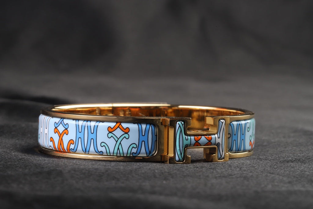 Hermes Clic H Lift Blue Bracelet