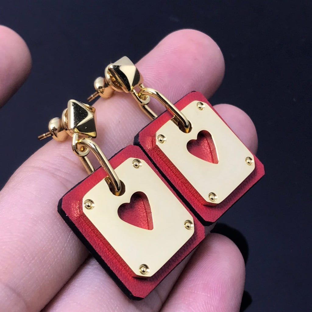 Hermes As De Celine Red Earrings