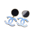 Chanel Classic Blue Dangle Earrings - 18K Yellow Gold