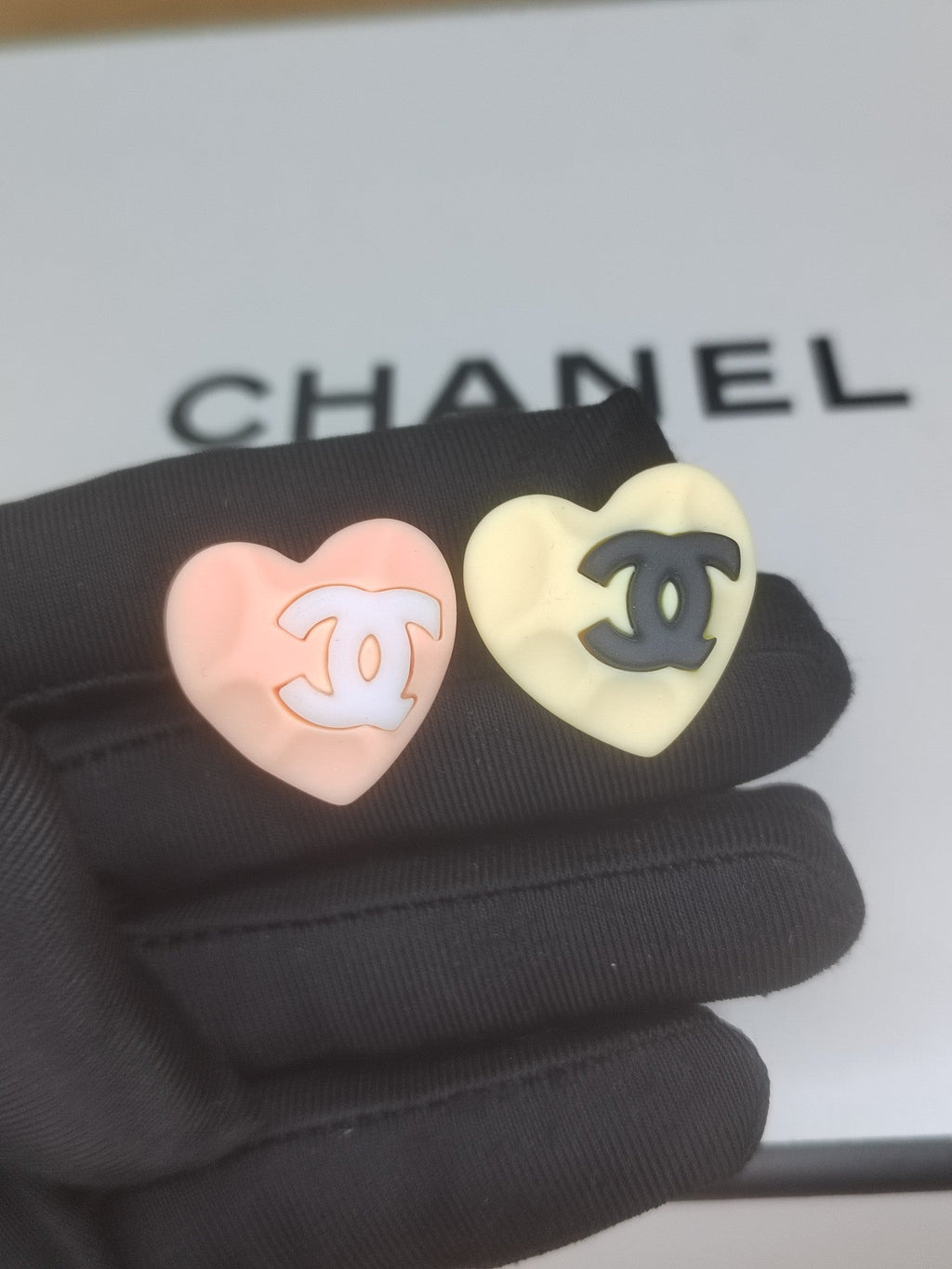 Chanel Pink & Yellow Resin Earrings - 18K Yellow Gold