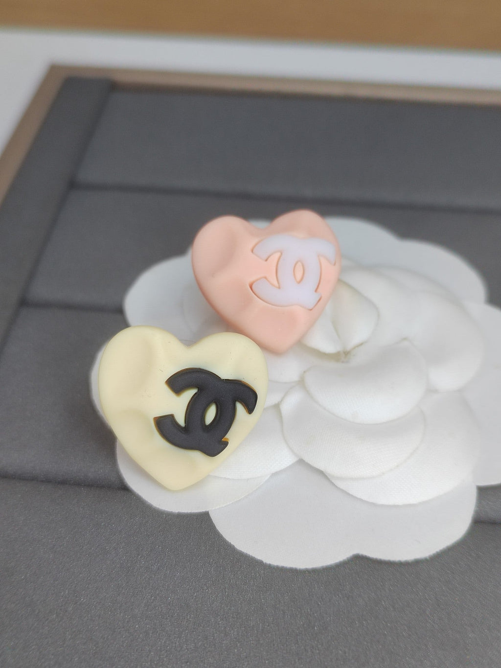 Chanel Pink & Yellow Resin Earrings - 18K Yellow Gold