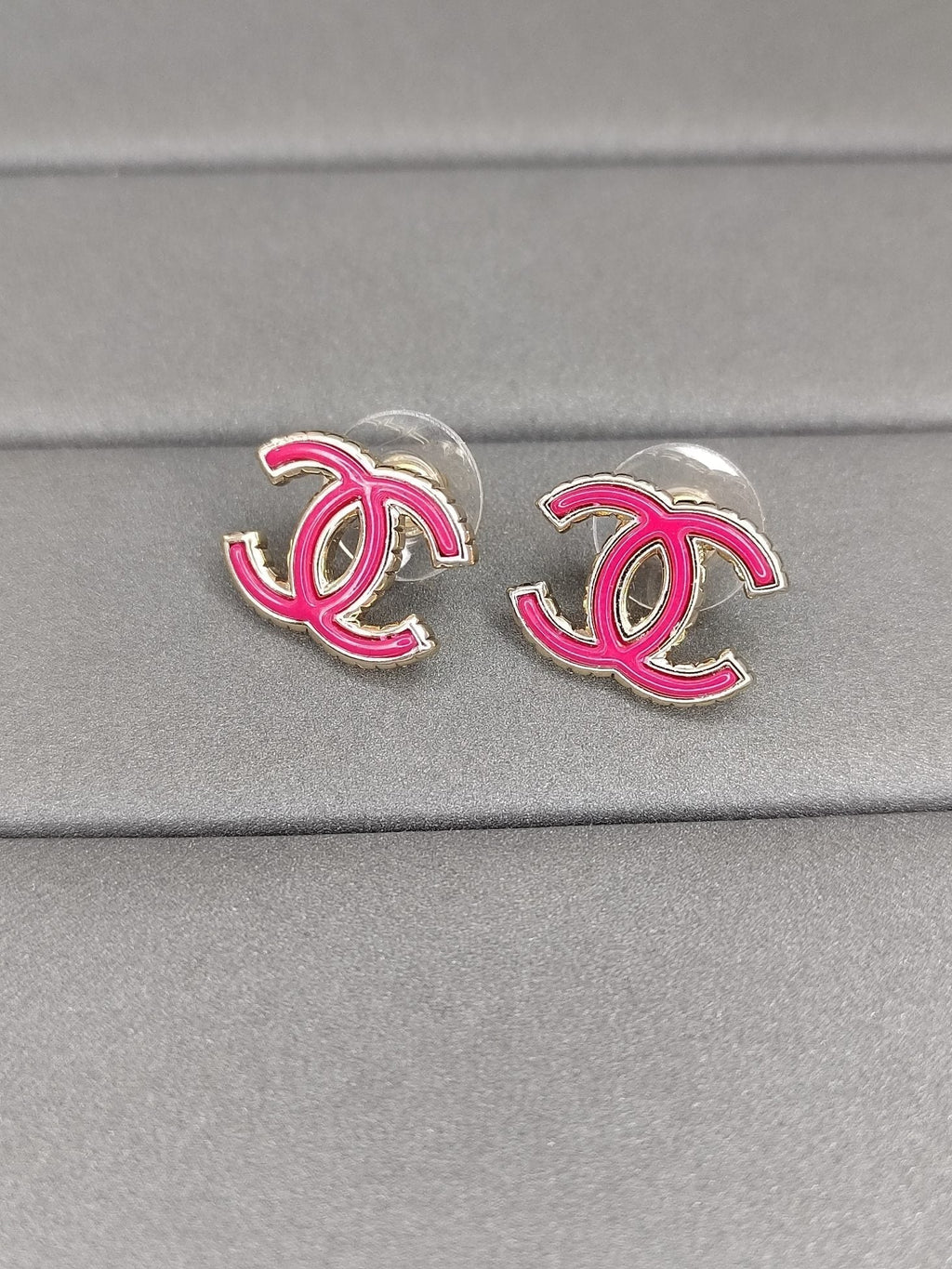 Chanel Pink Earrings - 18K Yellow Gold