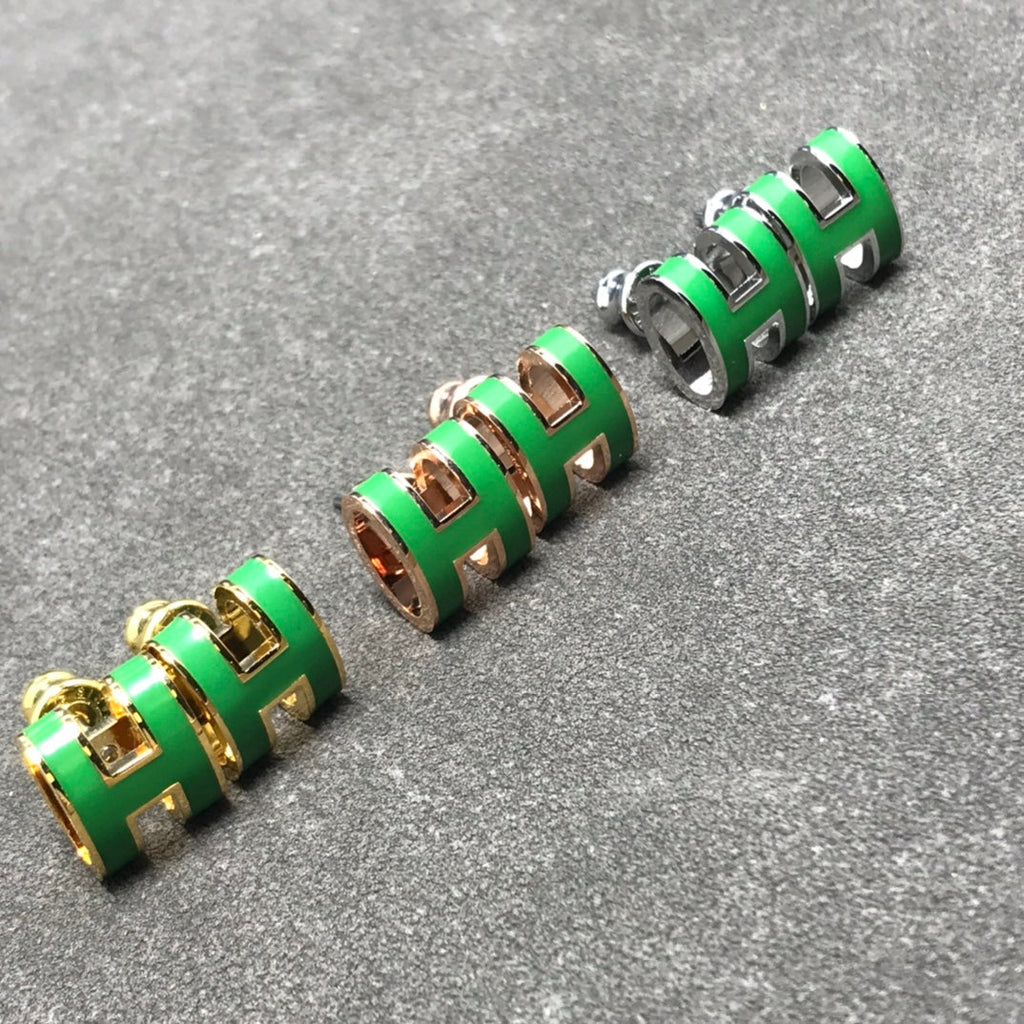 Hermes Mini Pop Green Earrings