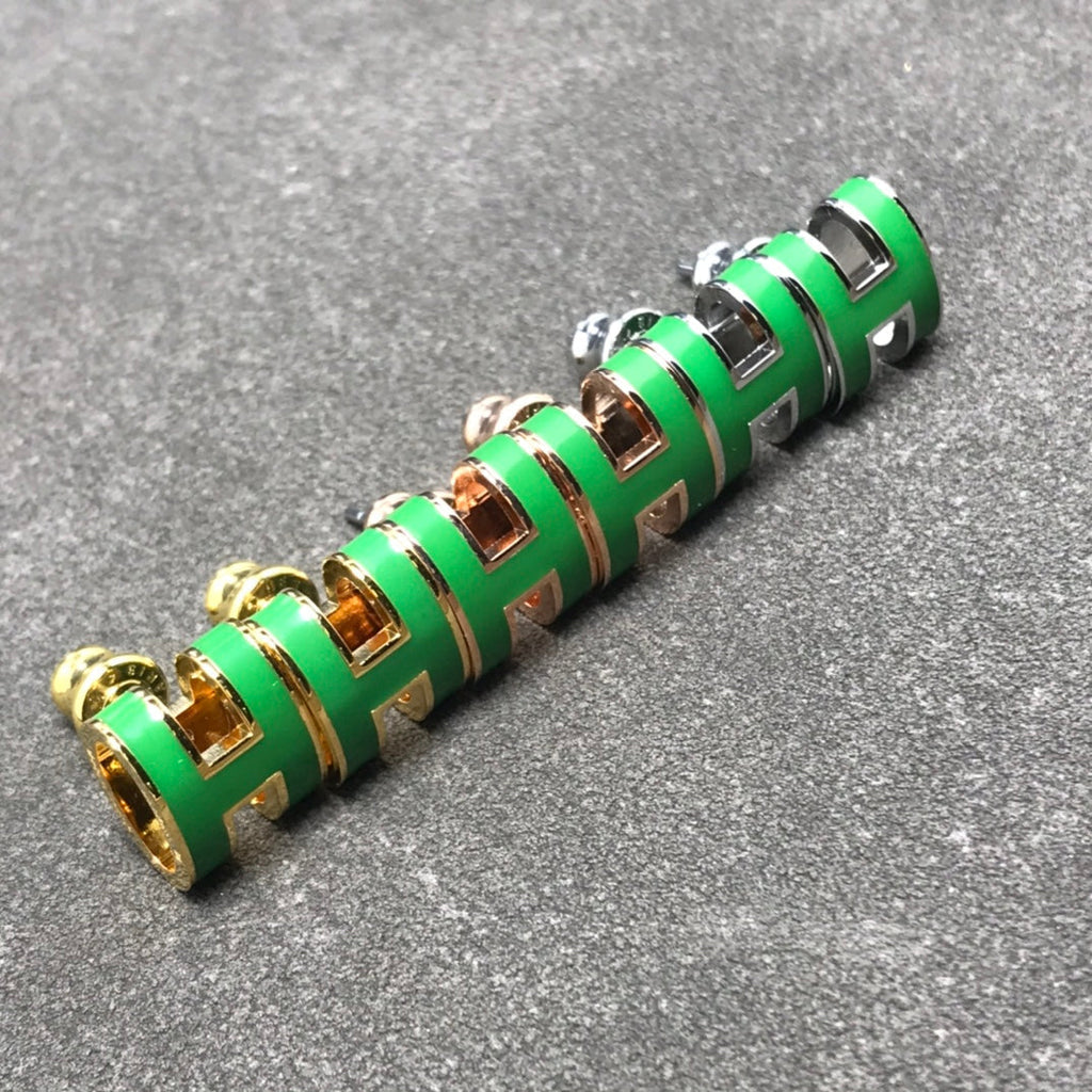 Hermes Mini Pop Green Earrings