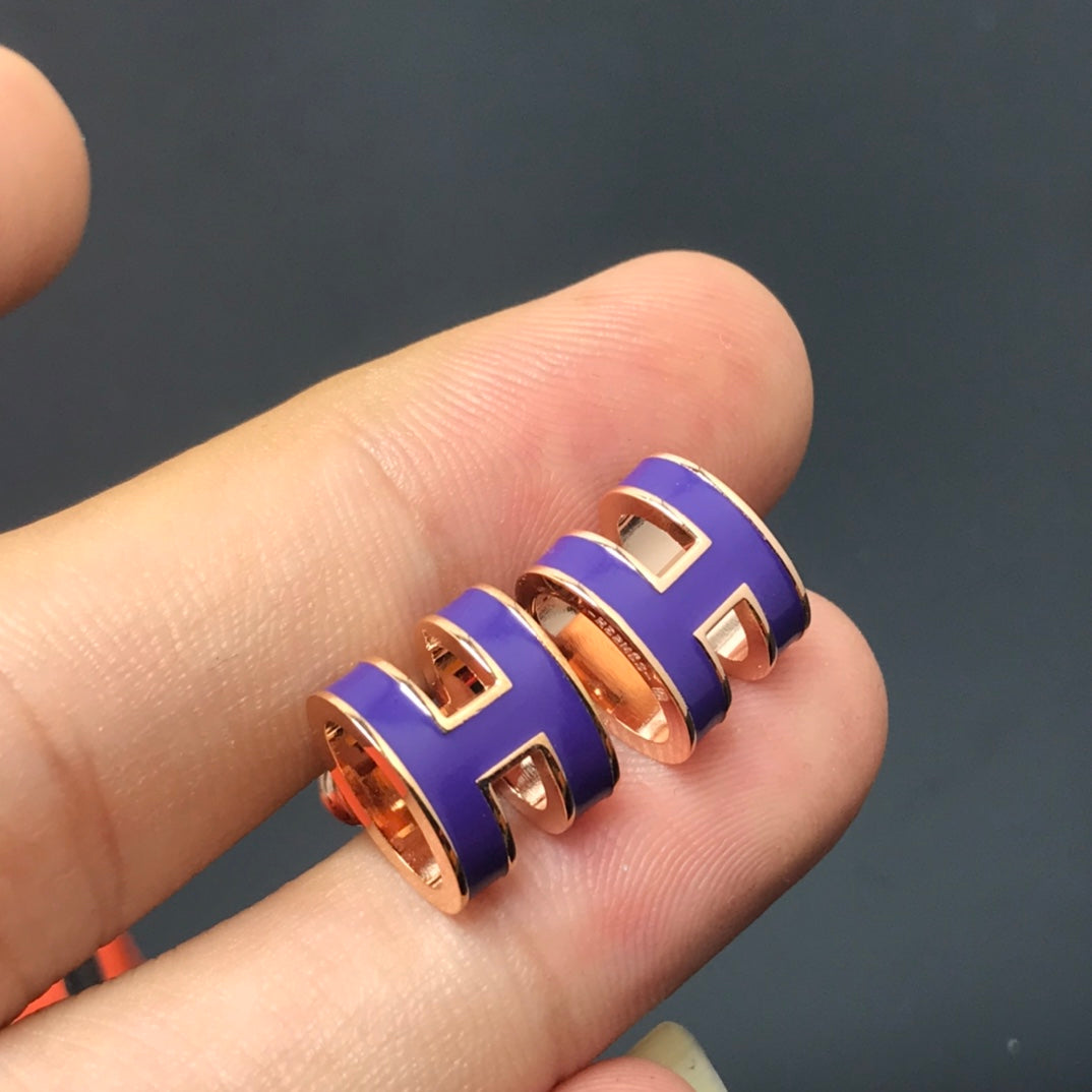 Hermes Mini Pop Purple Earrings