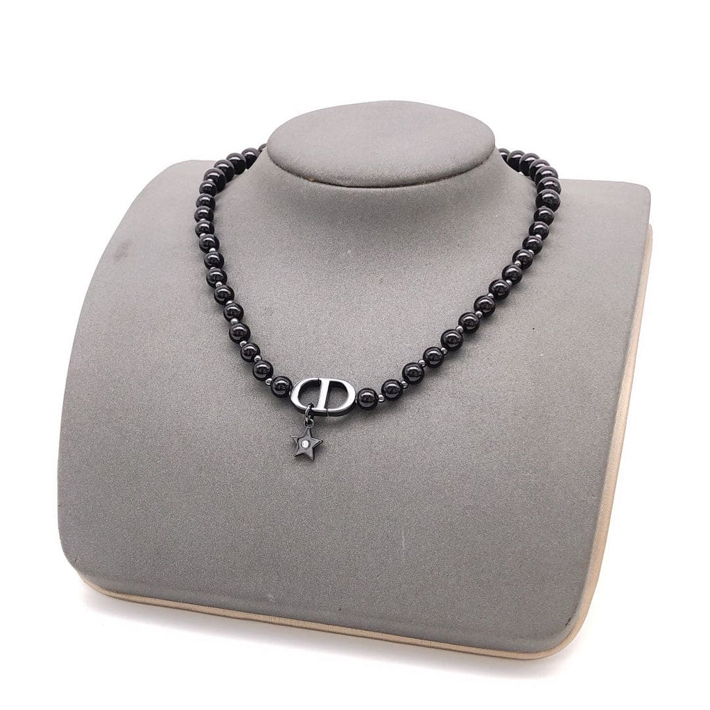 Dior Black Crystal Beads Necklace