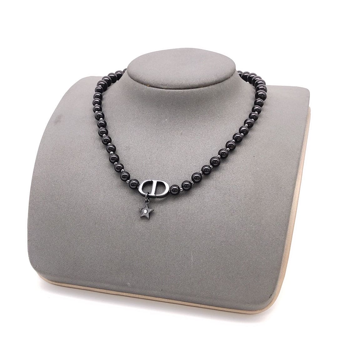 Dior Black Crystal Beads Necklace