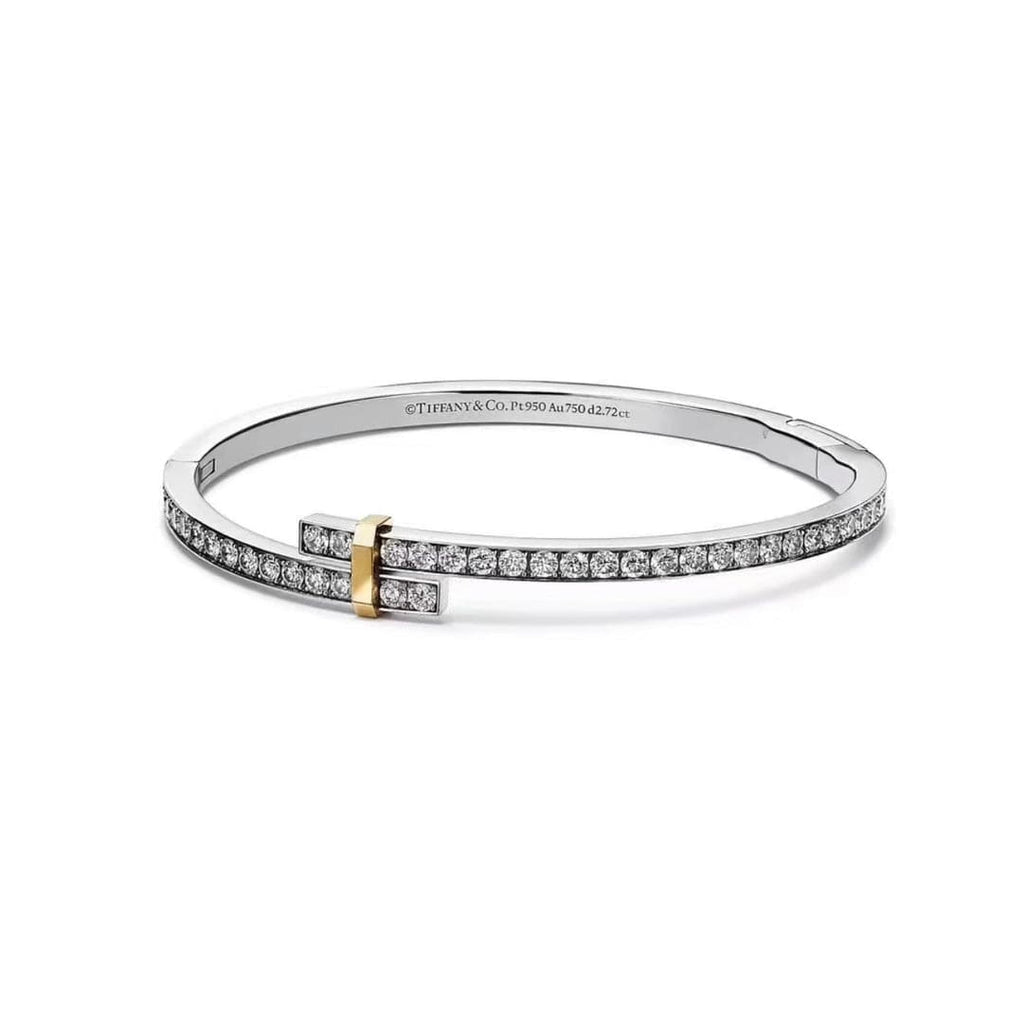 Tiffany Edge Hinged Bypass Bangle Bracelet - 18K White Gold