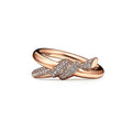 Tiffany Knot Double Row Moissanite Ring - 18K Rose Gold