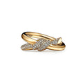 Knot Double Row Moissanite Ring - 18K Yellow Gold