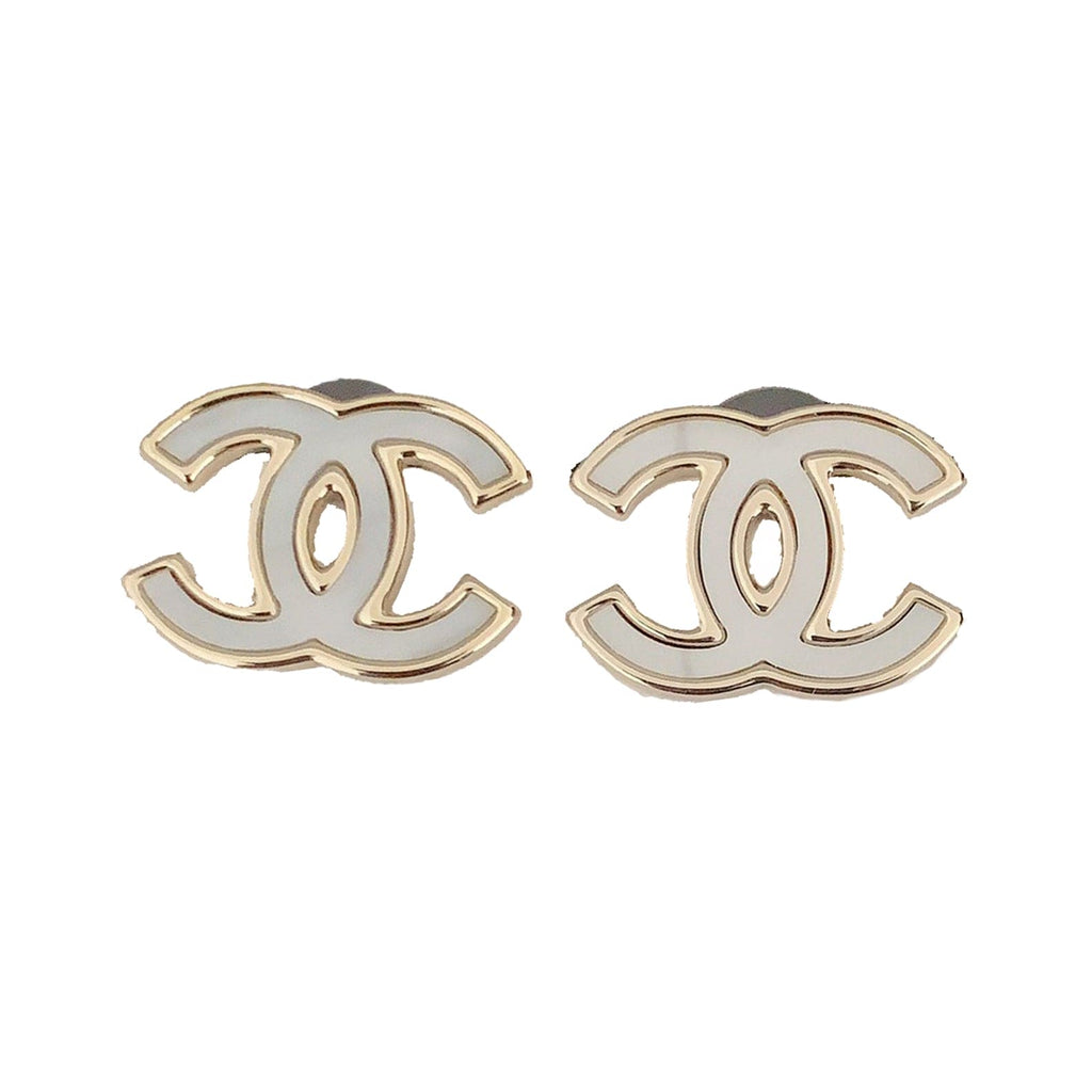 Chanel Black & White Earrings - 18K Yellow Gold
