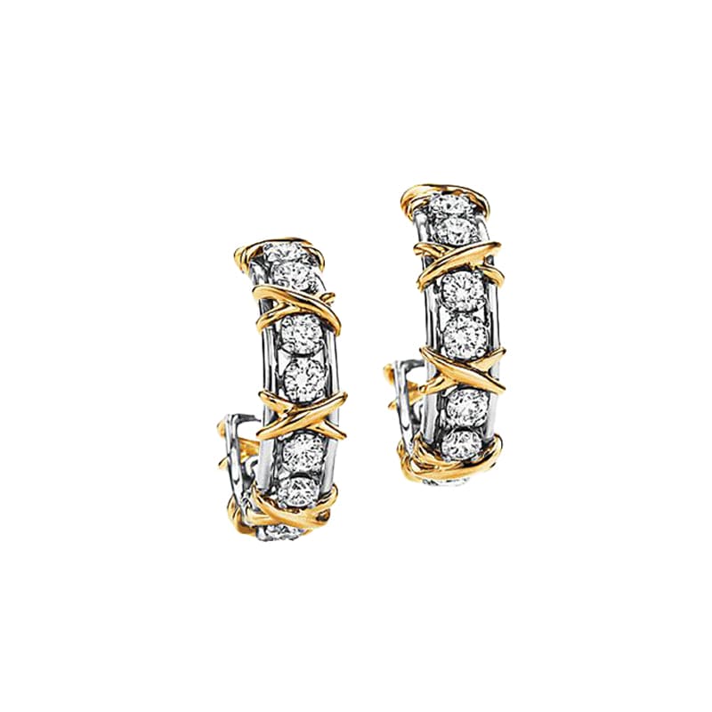 Tiffany Schlumberger Twenty Stone Hoop Earrings - 18K Yellow Gold